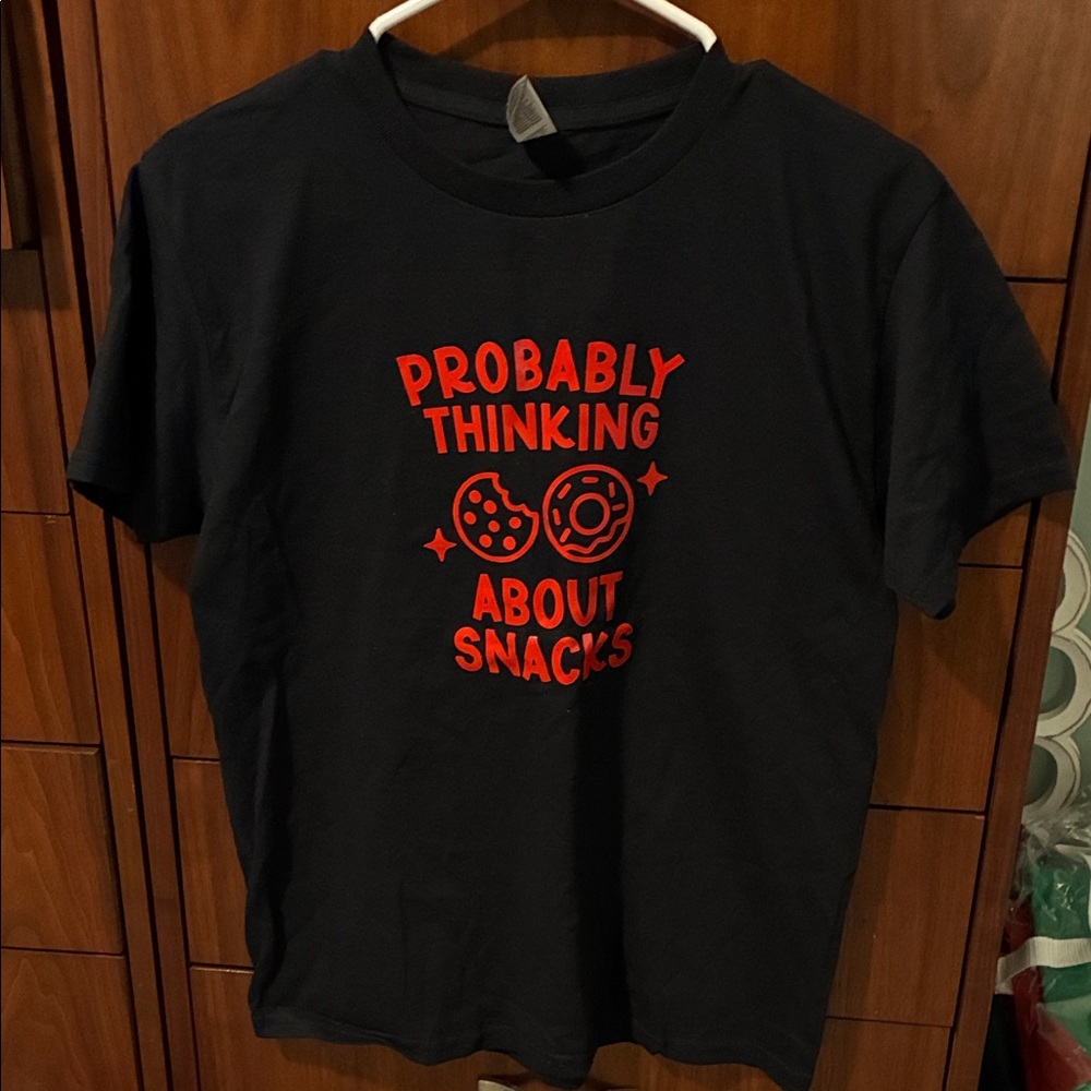 Gildan Black Tee with Red Snack Graphic